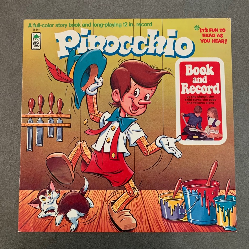 Vintage Pinocchio Book & Record Peter Pan Records BR 503 12in Vinyl LP 1971 USA